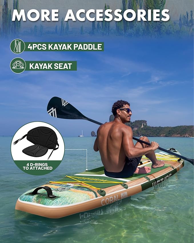 11'6"x35" Inflatable Paddle Board, 450lbs Extra Wide Stand Up Sup Board for Adults, Blow Up Paddleboard Kayak Non-Slip Stable Deck Boat for Yoga Fishing Surf