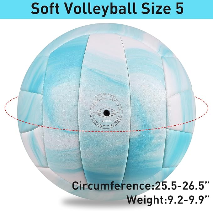 EVZOM Super Soft Volleyball Beach Volleyball Official Size 5 for Outdoor/Indoor/Pool/Gym/Training Premium Volleyballs Equipment Durability Stability Sports Ball