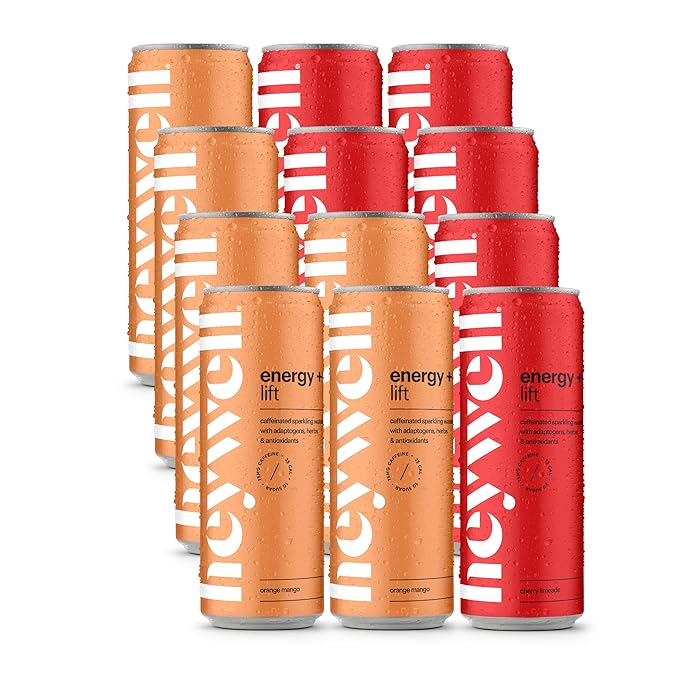 Heywell Sparkling Adaptogenic, Lift Variety Pack, 12 Fluid Ounce (Pack of 12) - Organic, Non GMO, Vegan, Gluten Free, Dairy Free