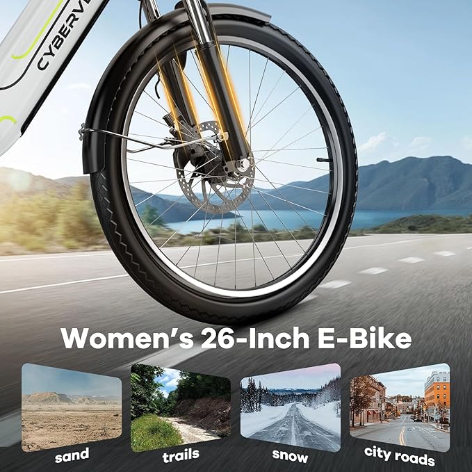 DriftGod 26" Electric Bike for Adults – Powerful 1000W Motor, 48V Removable Battery, 7-Speed, Front Suspension & LCD Display – Commuter and Mountain EBike for Women