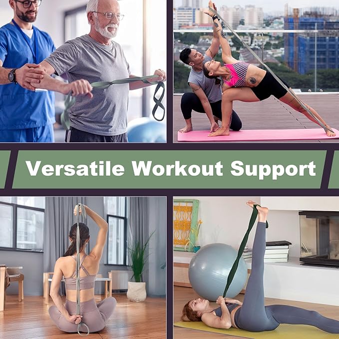 VRTX Stretch Straps for Exercise | Yoga & Pilates Stretching Bands w/ 7 Loops | Resistance Bands for Fitness Workout, Home Gym, Physical Therapy | Soft Cloth, Durable