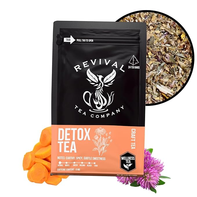 Revival Tea Company Herbal Tea - Hand Blended Craft Bold Flavor | Loose Leaf or Tea Bags | Organic and Caffeine Free (Tea Bags, Detox Tea)