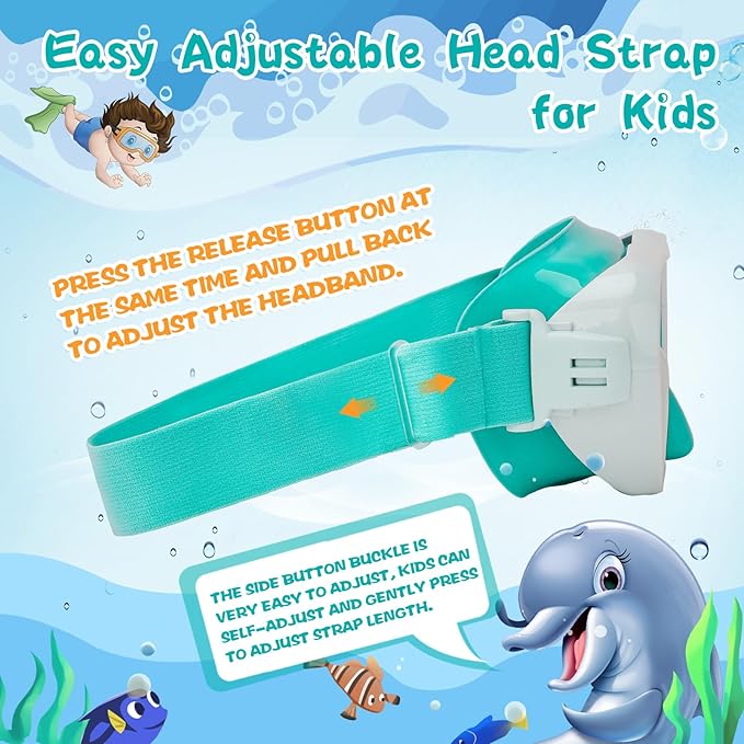 Kids Swim Goggles with Nose Cover, Anti-Leak Swim Mask with Elastic Fabric Strap, UV Protection Swimming Goggles for Kids