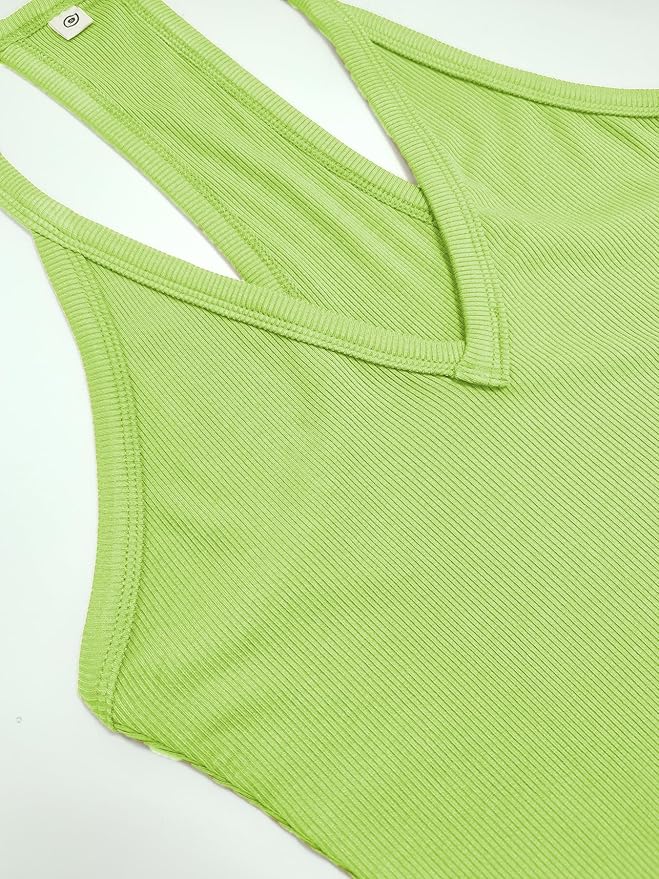 iGENJUN Workout Tops for Women Racerback Basic Tank Summer 2025 Camisole V Neck Slim Fit Ribbed Sleeveless