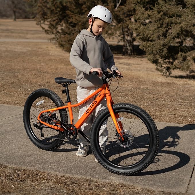Glerc Mars Kids Mountain Bike, 20 24 Inch Fat Tire Bike for Teen Ages 6-14 Year Old, Bicycle with 2.8-Inch Wide Tires and 6 Speed Drivetrain, Multiple Colors