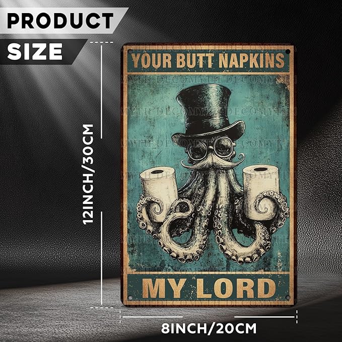 Funny Octopus Retro Metal Tin Sign Nautical Bathroom Decor Toilet Restroom Funky Home Decor Wall Art Sign 12 * 8inch