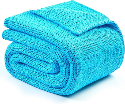 L'AGRATY Knitted Weighted Blanket - 50"x60", 10lbs Cooling Chunky Knit Heavy Blanket for Adults, Braided Crochet Throw, Thick Cable Yarn, No Beads, Evenly Weighted, Machine Washable