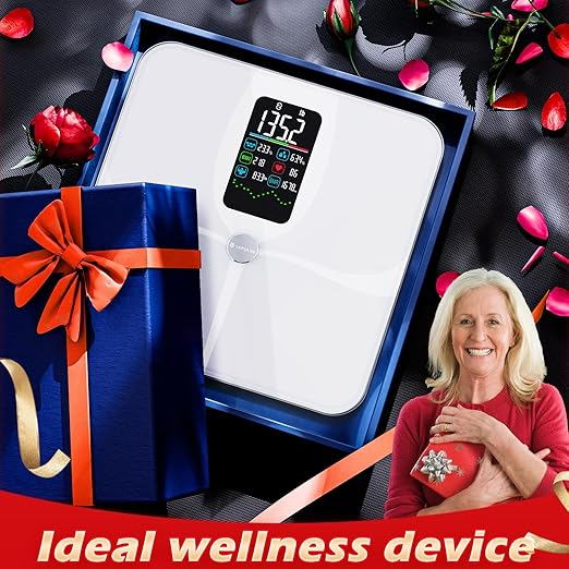 Lepulse Smart Weight Scale With BMI Body Fat Muscle Mass, 4.68" Large Display With Trend, High Accurate 22 Composition Scale With Heart Rate, Bathroom Scale With App, White