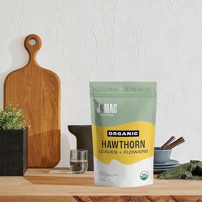 J MAC BOTANICALS Organic Hawthorn Leaf and Flower (16 oz) Dried Hawthorne leaves