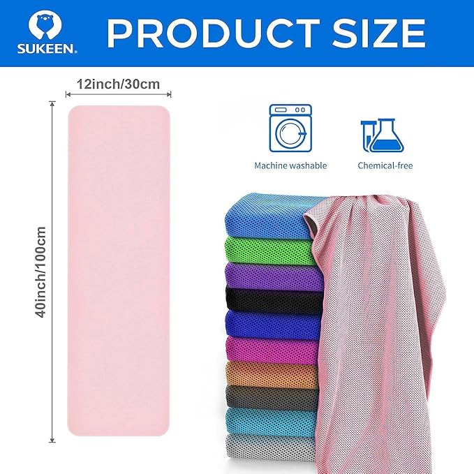 Sukeen Cooling Towel (40"x12"), Ice Towel Sets,Soft Breathable Chilly Towel,Microfiber Towel for Yoga,Sport,Running,Gym,Workout,Camping,Fitness,Workout & More Activities, 6 Pack