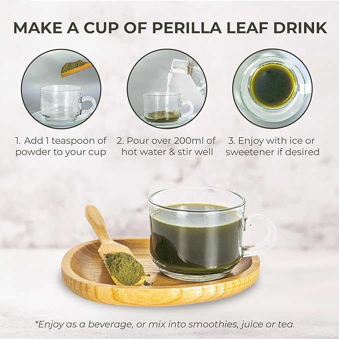 Perilla Leaf Powder (Shiso) - 10.58 oz, 100% Pure Dried Perilla Leaves, Herbal Drink & Culinary Ingredient, Rich in Nutrients, Immunity Supports, No Additives, No Caffeine, Gluten Free