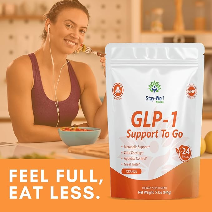GLP-1 Supplement | Natural GLP-1 Production | GLP 1 Booster Drink Mix to Control Appetite and Cravings | Great Tasting Metabolic Support - Yerba Mate, Garcinia Cambogia, Berberine [Orange]