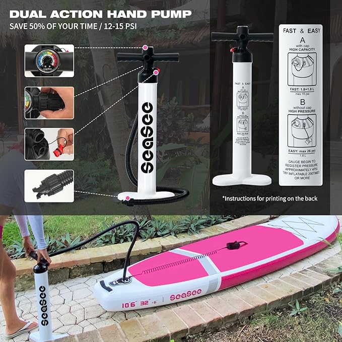 Inflatable Stand Up Paddle Board with Sup Board Accessories, Durable, Lightweight,Wide Stable Design,Wide Non-Slip Deck, Non-Slip Comfort Deck Pink Paddle Board for Women & Girls