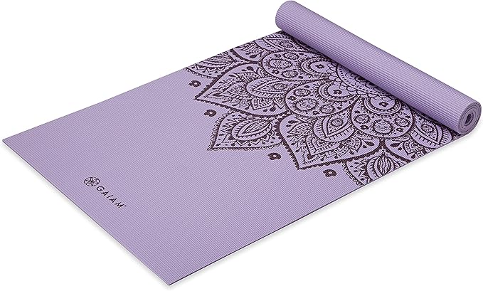 Gaiam Yoga Mat - Premium 5mm Print Thick Non Slip Exercise & Fitness Mat for All Types of Yoga, Pilates & Floor Workouts (68" x 24" x 5mm)