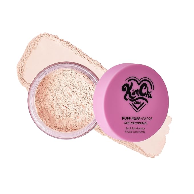KimChi Chic Puff Puff Pass Mini Translucent Set of 3 - Lightweight Loose Setting Powder with Rice Powder & Vitamin E, Oil Absorbing for All-Day Wear, 5g