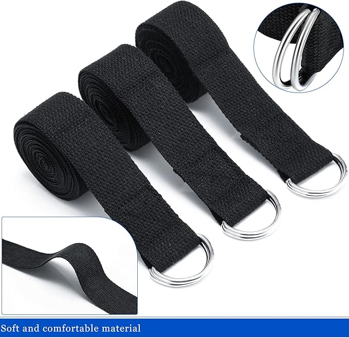 Leyndo 24 Pieces Yoga Strap Stretching Pilates Exercise Adjustable Straps 6 ft Non Elastic Yoga Belt with Adjustable D Ring Buckle for Pilates Gym Workouts Fitness