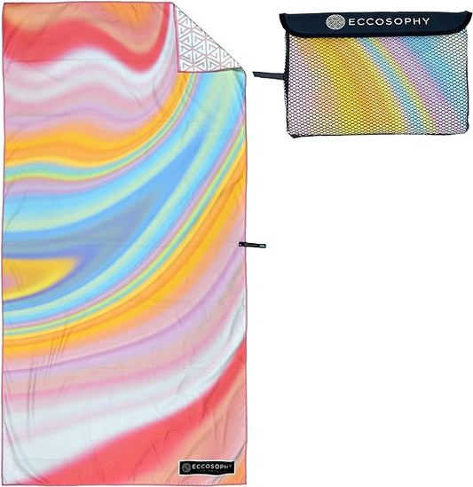 ECCOSOPHY Microfiber Beach Towel - Sand Free Towels are Quick Dry, Light Weight, Super Absorbent - Perfect Pool, Travel, Cruise, Camping Essentials - Oversized Extra Large for Adults 71x35 in