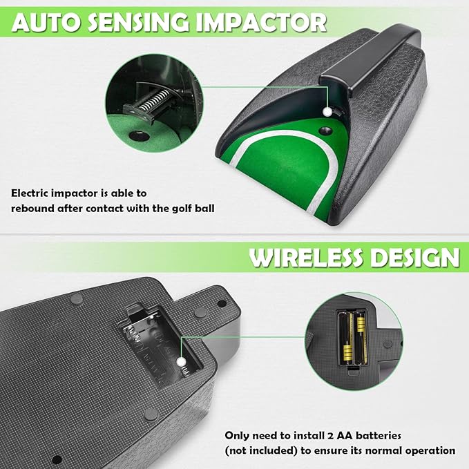 Golf Automatic Putting Cup, Golf Putting Practice Return Machine, Auto Putting Returner Golf Practice Putting Hole for Indoor Outdoor Yard Office