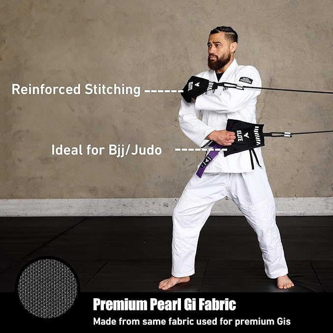 Elite Sports Jiu Jitsu Grip Trainer Simulate Gi - Resistance Band Grip Strength Trainer for BJJ MMA Judo & Grappling Training