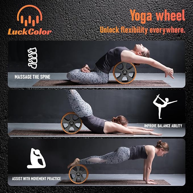 Back Roller, Back Wheel Targeted Back Pain Relief, Yoga Wheel Muscle Massage, Foam Roller for Trigger Point Therapy Physical, Stretching & Exercise, 880lbs Capacity, 10 Inch (Orange+Grey)