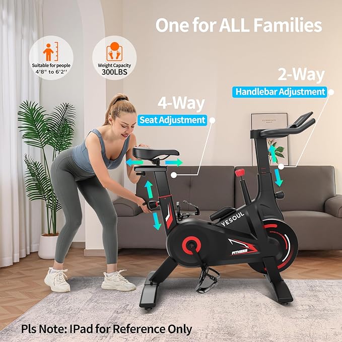 YESOUL Indoor Exercise Bike for Home, Stationary Bike with Silent Magnetic Resistance, 300lbs Capacity, Stable Triangle Frame, Adjustable Resistance & Smart App with Scenic Rides and Live Classes