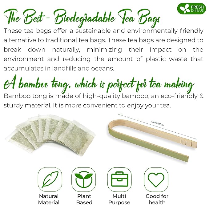 FreshDrinkUS, Premium 45 Mugwort Leaf Tea Bags, 100% Natural and Pure Mugwort Leaves. Loose Leaf Mugwort Herbal Tea. Mugwort Leaf Tea. No Sugar, No Caffeine, No Gluten, Vegan. (45 Tea Bags)