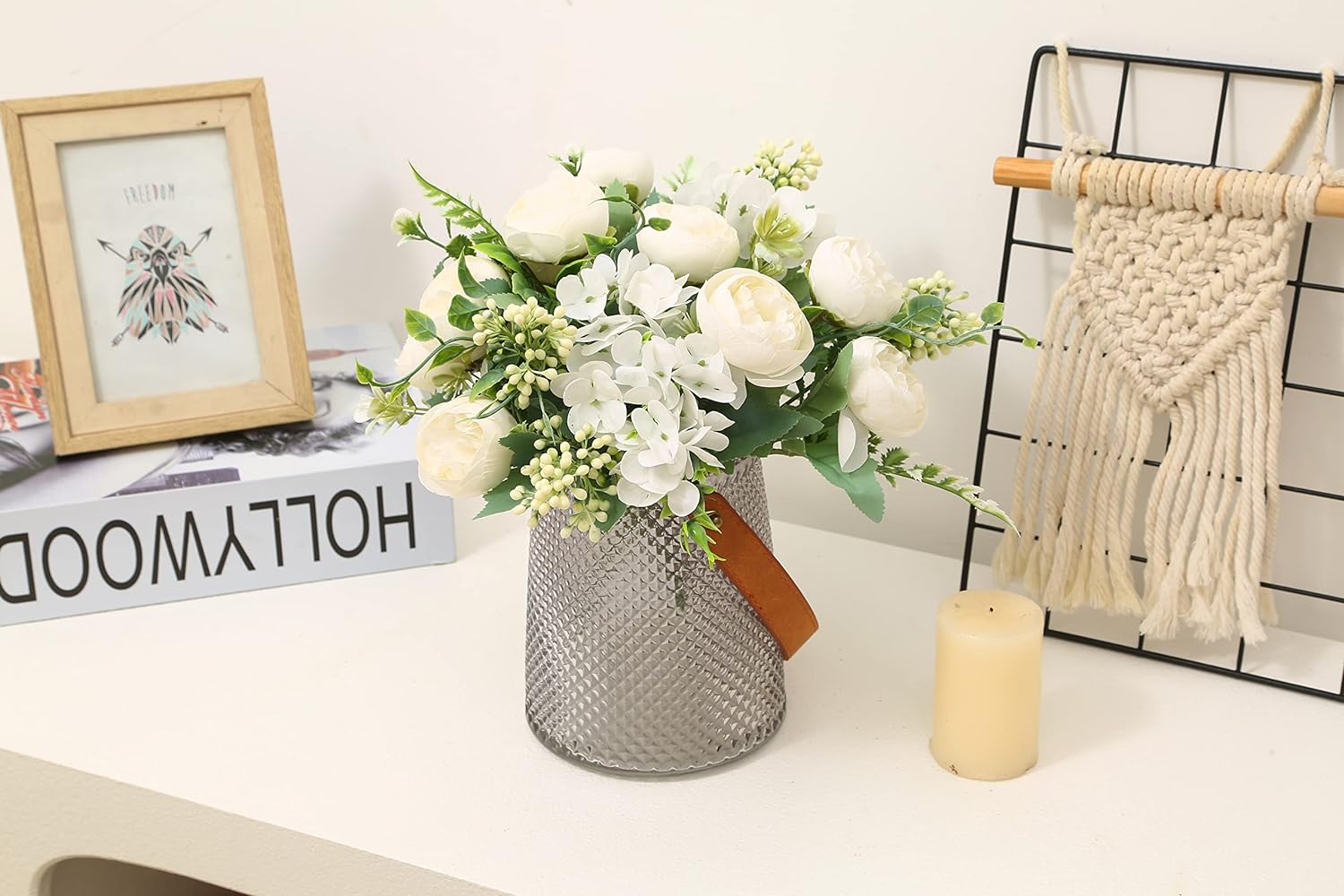 Artificial Flowers Fake Peony Silk Mini Plastic Bridal Flowers for DIY Wedding Bouquets Home Decorations 2 Packs(Orange)