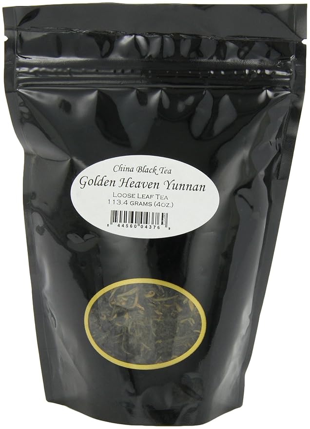 English Tea Store Golden Heaven Yunnan China Black Tea Pouches - 4oz | Loose Leaf Black Tea from Yunnan Province | Malty Smooth Flavor | Premium Chinese Tea | Hot or Iced Brewing