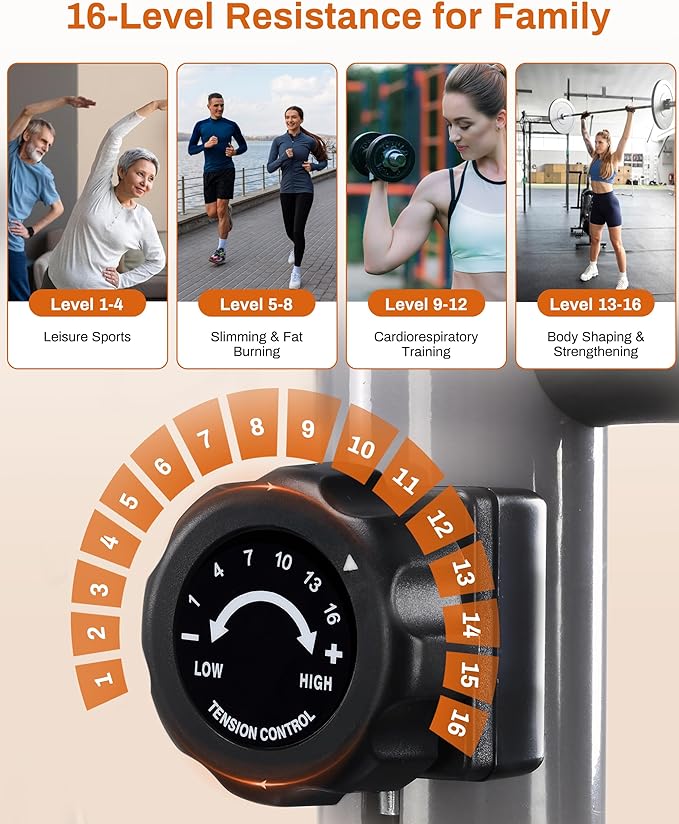 ECHANFIT Elliptical Exercise Machine, Hyper-Quiet Magnetic Elliptical Machine for Home, Elliptical Training Machines with 16 Resistance Levels, App Bluetooth, Backlit LCD Monitor, Pulse Sensor