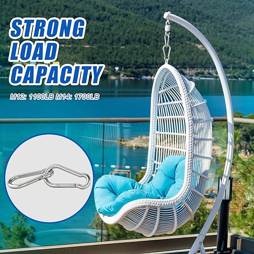 Large Carabiner Clip Hooks, 2pcs 7 inch Carabiners Heavy Duty, 304 Stainless Steel Spring Snap Hook Fits Camping Hanging Hiking Weight Lifting, Metal Clips for Rope or Chain