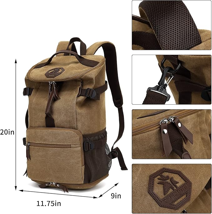 Kalesi Gym Duffle Bag Backpack 4-Way Vintage canvas with Shoes Compartment for travel Sport Hiking laptop (Vintage coffee)