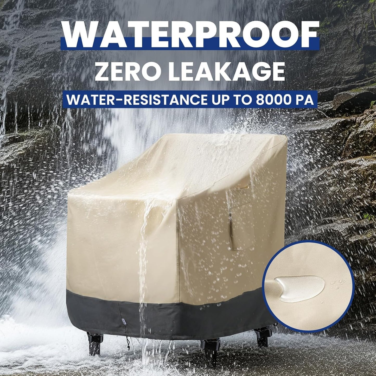 Extra Heavy Duty Patio Chair Covers Waterproof, 2 Pack Patio Furniture Covers for Outdoor Swivel/ Rocking Chair/ Adirondack Chairs, Outdoor Seat Cover with Air Vents, 35"W x 37"D x 38.5"H