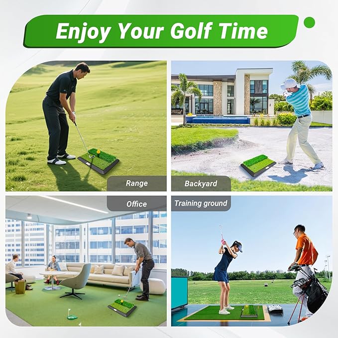 Dual-Turf Portable Golf Training Equipment - Fairway & Rough Turf Golf Mat, Golf Hitting Mat, Golf Practice Mats with Turf for Chipping & Swing Practice - Ideal Golf Practice Mat for Home and Backyard
