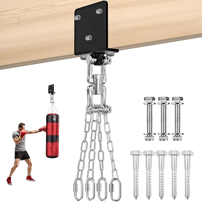 Heavy Bag Hanger for Heavy Bag Beam Mount 360° Rotation Boxing Bag Ceiling Mount I-Beam Punching Bag Hanger Beam Mount Hooks Fit Hanging Punching Bags and Swings (700 LB Capacity)