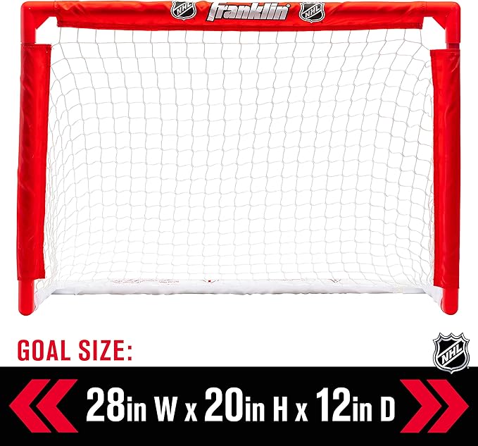 Franklin Sports Mini Hockey Rink Set - Half Rink Knee Hockey Goal, Mini Sticks, and Ball Set - Indoor Mini Hockey Rink - Official NHL Licensed White