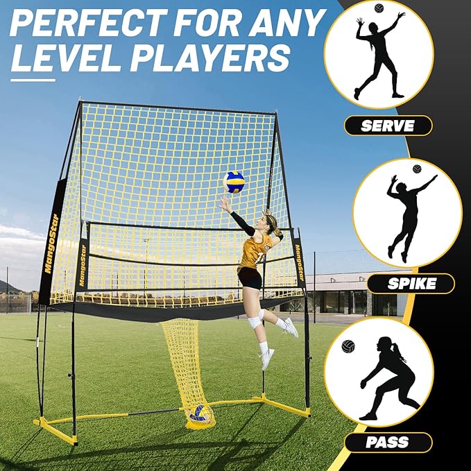 Mangostar Volleyball Training Equipment, Volleyball Net System with Freely Height-Adjustable for Backyard, Volleyball Practice Net for Serving Setting Spiking, Easy Set Up for Indoor and Outdoor Use