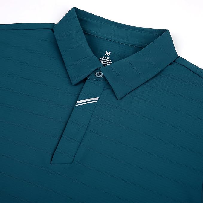 Esabel.C Jacquard Golf Shirts for Men Moisture Wicking Short Sleeve Performance Dry Fit Active Mens Polo Shirts