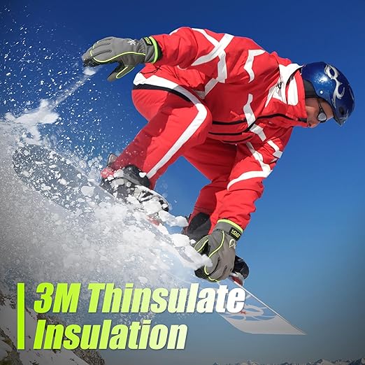 HANDLANDY Waterproof Insulated Work Gloves, 3M Thinsulate Thermal Winter Gloves for Men Women Touch Screen, Warm Ski Snowboard Cold Weather Gloves (Green-men Size, X-Large)