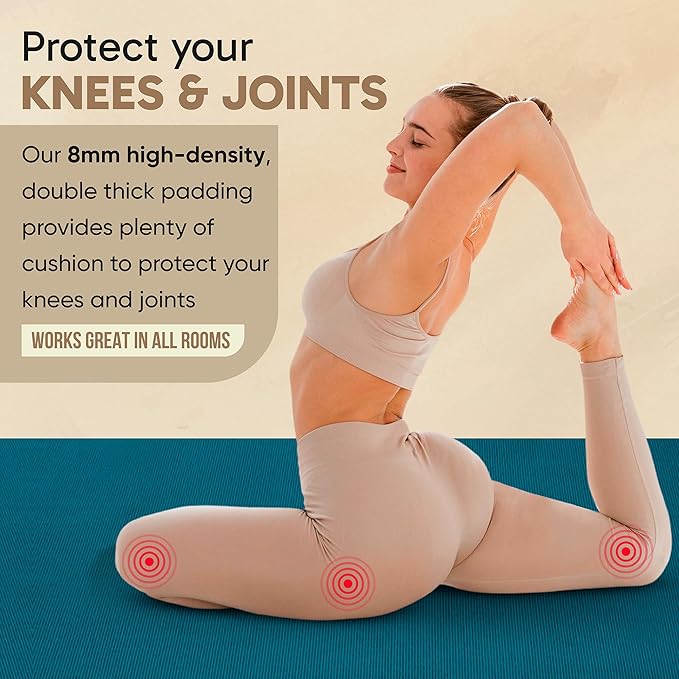 Gorilla Mats Premium Extra Large Yoga Mat – 9' x 6' x 8mm Extra Thick & Ultra Comfortable, Non-Slip Barefoot Exercise Mat – Works Great on Any Floor for Stretching, Cardio or Home Workouts