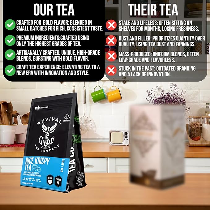 Revival Tea Company Rice Krispy Tea - Green Tea Blend with Toasted Rice and Marshmallow Flavor - Loose Leaf 6 Ounces