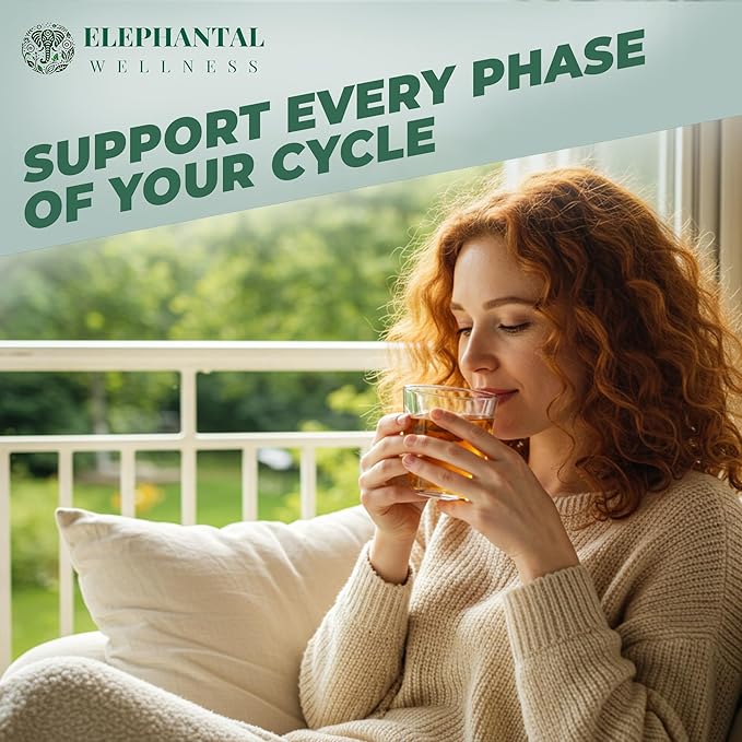 Elephantal Wellness Premium Hormone Herbal Tea | PCOS, Hormonal Balance & Mood Support with Chaste Berry, Shatavari, Dong Quai & Black Cohosh | Handmade, Non-GMO, Caffeine-Free Loose Leaf Blend – 4oz Loose Leaf, 40 Servings