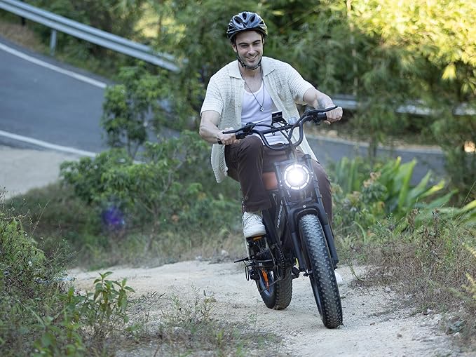 Electric Bicycle for Adults - 20”x 4”Fat Tire, Peak 1000W Motor, 7 Speed Electric Motorcycle Bicycle, 48V/18.2AH Detachable Battery Long Seat Electric Bike,Up to 28MPH/30-60Miles Electric Dirt Bike