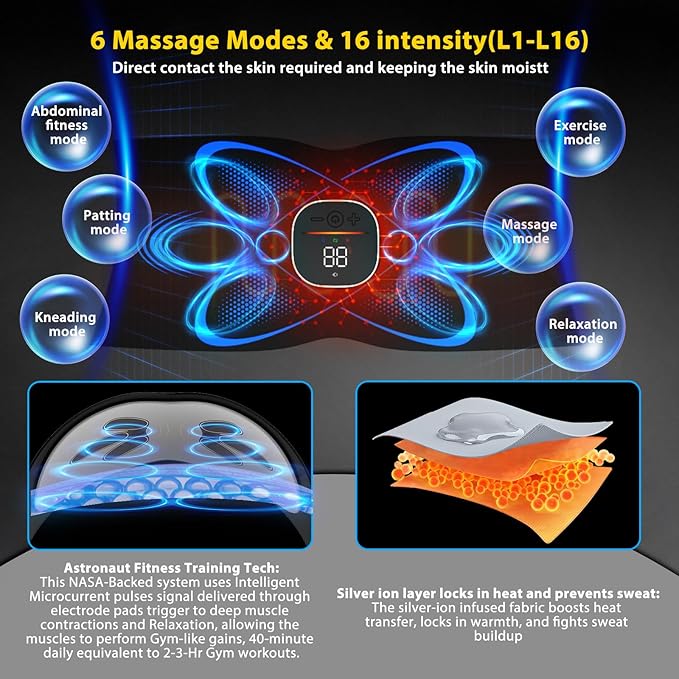 FDA Cleared - Heated EMS Abs Stimulator Abdominal , Ab Stimulator Muscle Toner with Heat for Belly Fat loss, ab belt muscle stimullator for Stomach Smooth & Firming, Fitness Workout for Home/Gym Use