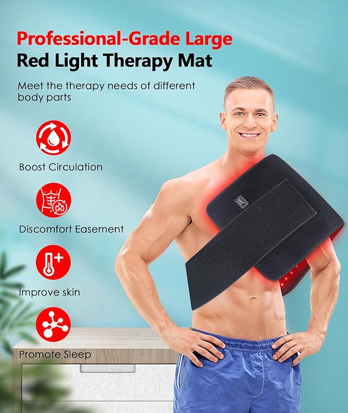 Red Light Therapy Pad for Body, 60W LED Red & Infrared Light Device Mat with 660nm & 850nm Wavelengths for Waist Back Shoulder Muscle Pain Relief FSA Eligible