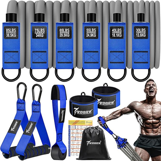 Heavy Resistance Bands for Working Out, 350lbs/450lbs Exercise Bands with Handles, Workout Bands Set for Men, Fitness Weight Bands for Muscle Strength Training, Stretching, Slim, Home Gym Equipment