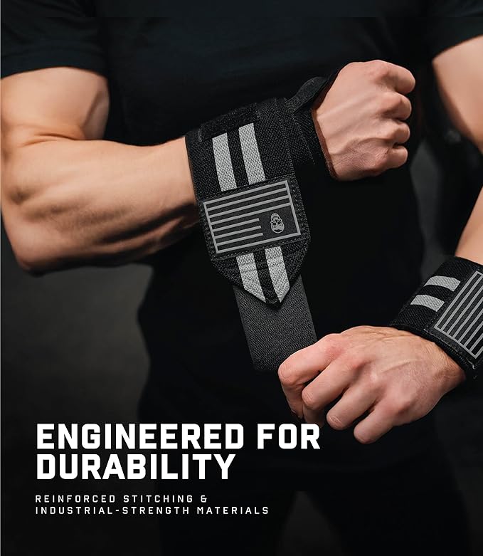 Gymreapers Weightlifting Wrist Wraps (IPF Approved) 18" Professional Quality Wrist Support with Heavy Duty Thumb Loop - Best Wrap for Powerlifting Competition, Strength Training, Bodybuilding