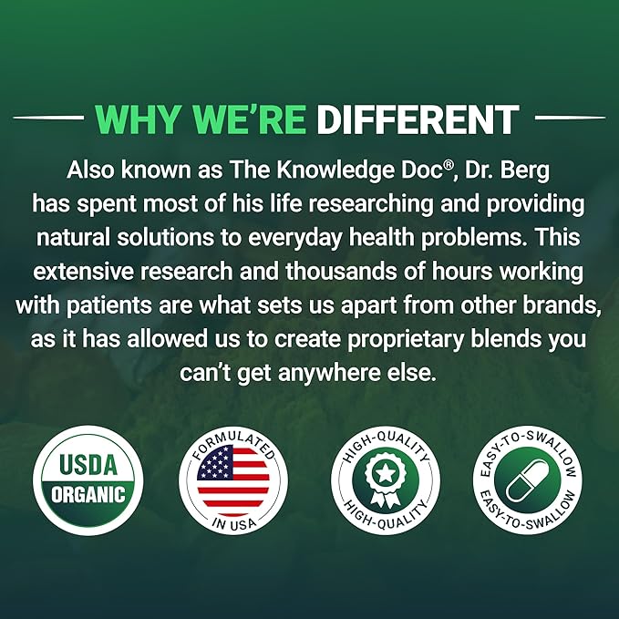 Dr. Berg's Greens Superfood Cruciferous Vegetable Tablets - Vegetable Supplements for Adults w/ 11 Phytonutrient Super Greens - Energy, Immune System & Liver Veggie Tablets - 90 Tablet