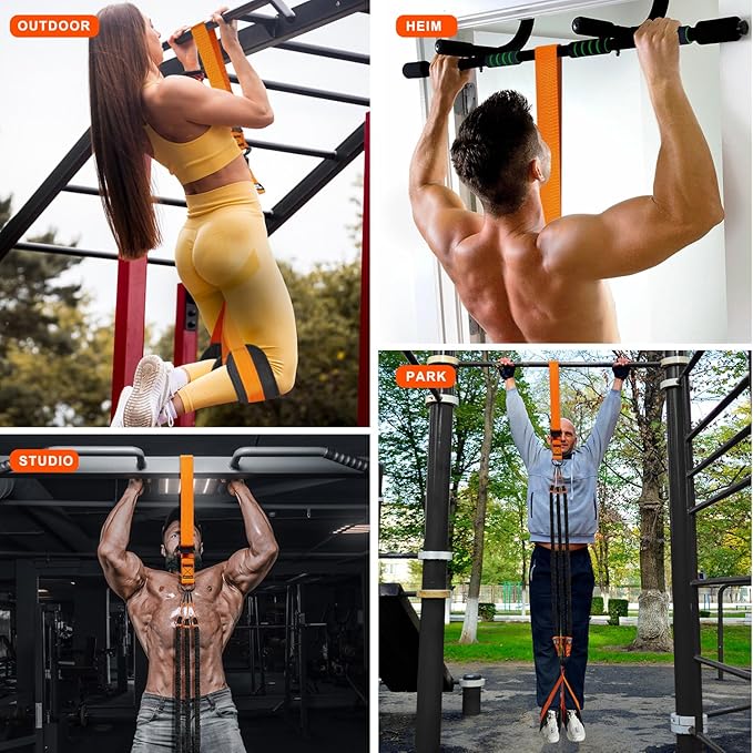 HPYGN Pull Up Assistance Bands, Heavy Duty Resistance Band for Pull Up Bar, Adjustable Weight/Size with Fabric Feet/Knee Rest, Bands for Pull Up Assist for Strength Training, Pull Up Assist Band