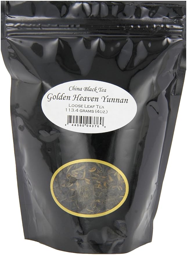 English Tea Store Golden Heaven Yunnan China Black Tea Pouches - 4oz | Loose Leaf Black Tea from Yunnan Province | Malty Smooth Flavor | Premium Chinese Tea | Hot or Iced Brewing
