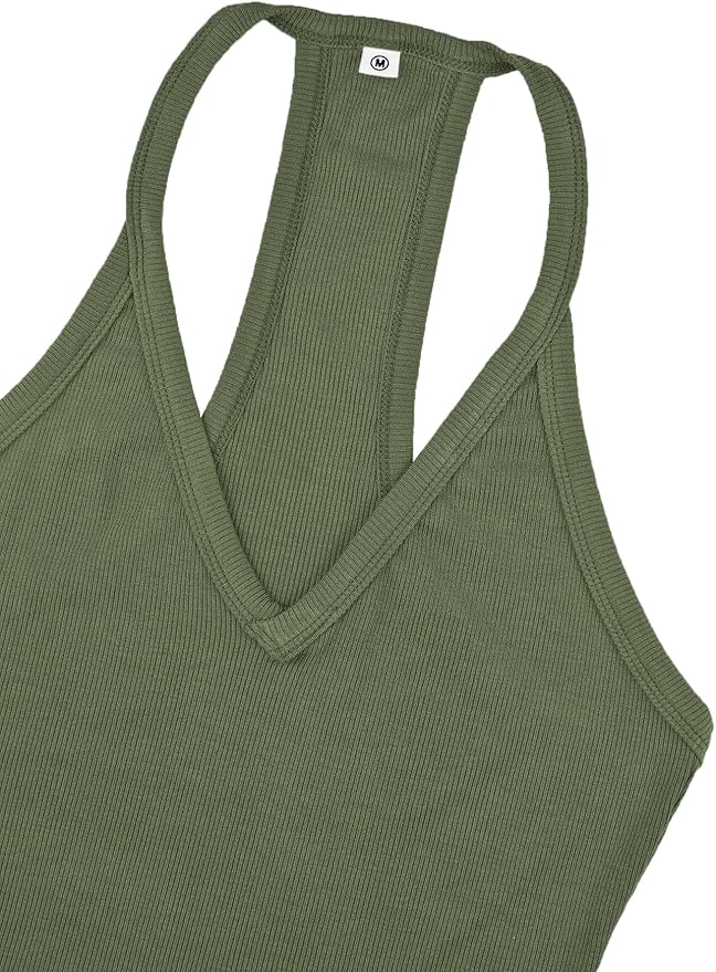 iGENJUN Workout Tops for Women Racerback Basic Tank Summer 2025 Camisole V Neck Slim Fit Ribbed Sleeveless